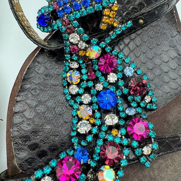 Vintage Rare Vero Cuoio shoes crystal peacock women’s heels size 37 - Picture 4 of 12